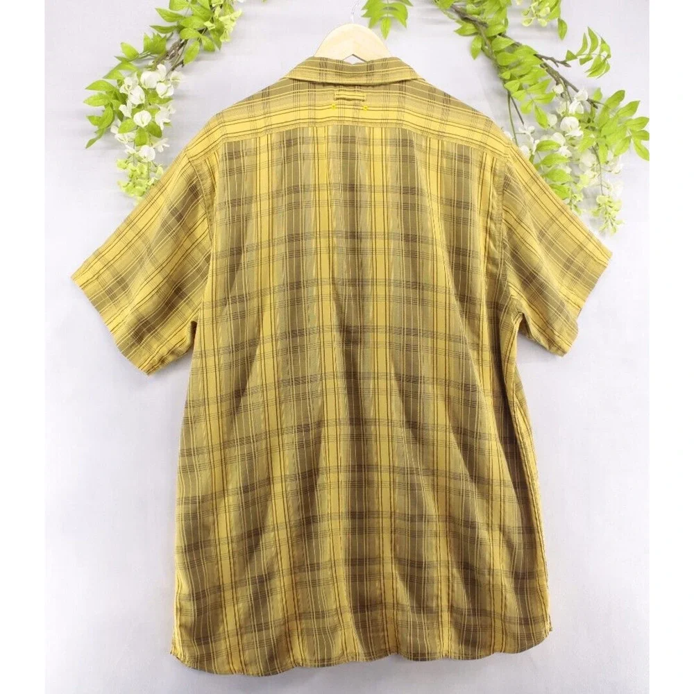 The North Face XXL Men's Plaid Yellow Shirt Button Front Chest Pocket